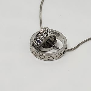 18K White Gold Filled Forever Ring & Heart Charm Necklace NWOT